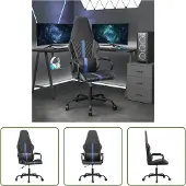 The Living Store Gaming-Stuhl mit Massagefunktion Blau und Schwarz Kunstleder