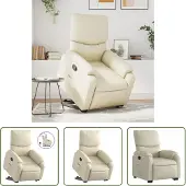 The Living Store Relaxsessel mit Aufstehhilfe Creme Kunstleder
