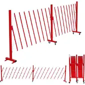 Mendler Alu Absperrgitter MCW-B34, Scherengitter Schutzgitter mit Rollen, ausziehbar 110x60-500cm rot-weiß