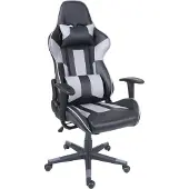 MCW Bürostuhl MCW-F84, Schreibtischstuhl Gamingstuhl Chefsessel Drehstuhl, Kunstleder schwarz/grau