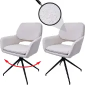 Mendler 2er-Set Esszimmerstuhl MCW-N74, Küchenstuhl, drehbar Auto-Return, Stoff Bouclé (540g/m²) creme
