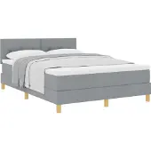 Syfax Boxspringbett mit Kissen Hellgrau 140 x 190 cm Stoff