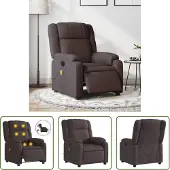 The Living Store Massagesessel Elektrisch Dunkelbraun Stoff