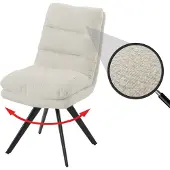 Mendler Esszimmerstuhl MCW-G66, Küchenstuhl Stuhl, drehbar Auto-Position Stoff/Textil Bouclé MVG cremeweiß