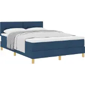 Syfax Boxspringbett mit Kissen mit Kopfteil Blau 140 x 190 cm Stoff