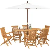 vidaXL Garten Essgruppe 7 Stk. Braun Massivholz Teak