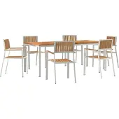 vidaXL Outdoortisch-Set 7 pcs Massives Teakholz und Edelstahl