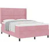 Syfax Boxspringbett mit Matratze mit Kopfteil Rosa 140 x 190 cm Samt