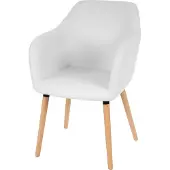 Mendler Esszimmerstuhl Vaasa T381, Stuhl Küchenstuhl, Retro 50er Jahre Design Kunstleder, weiß, helle Beine