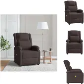vidaXL Ohrensessel mit Massagefunktion Dunkelbraun Stoff - Massagesessel