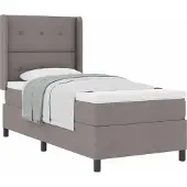 Syfax Boxspringbett mit Matratze mit Kopfteil Taupe 200 x 90 cm Stoff