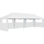 Syfax Pop-Up Partyzelt Faltbar mit 5 Seitenwänden 3x9 m Weiß