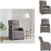 vidaXL Ohrensessel mit Massagefunktion Taupe Stoff - Massagesessel