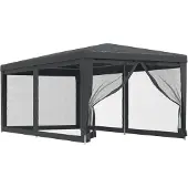 Syfax Partyzelt mit 6 Mesh-Seitenwänden Anthrazit 3x6 m HDPE