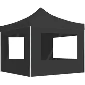 Syfax Profi-Partyzelt Faltbar mit Wänden Aluminium 2×2m Anthrazit