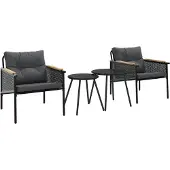 vidaXL 4-tlg. Balkonmöbel Set mit Kissen Schwarz Stahl
