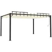 Syfax Pergola mit Lamellendach 3x4 m Creme Stoff und Aluminium