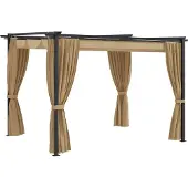 Syfax Pavillon mit Vorhängen 3x3 m Taupe Stahl