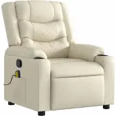 Syfax Massagesessel mit Relaxfunktion, Kunstleder, Creme