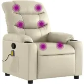 Syfax Massagesessel mit Relaxfunktion, Kunstleder, Creme