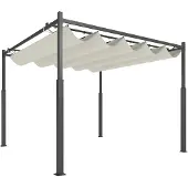 Outsunny Pergola ca. 3x3m Garten Pavillon, Terrassendachung aus Metall Cremeweiß