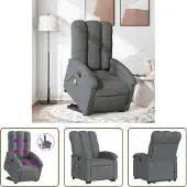 The Living Store Massagesessel mit Aufstehhilfe Dunkelgrau Stoff
