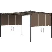 The Living Store Gartenpavillon mit Seitenvorhang 4x3x2,25 m Taupe