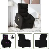 The Living Store Massagesessel mit Aufstehhilfe Schwarz Stoff