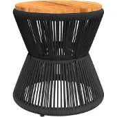vidaXL Couchtisch mit Drahtgestell Schwarz Ø 45x44 cm Akazienholz