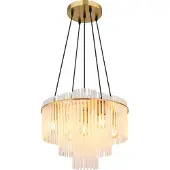 Globo Pendellampe Ø 50cm Gorley Gold mit weißen Glasstäben