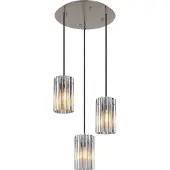 Globo Lighting Hängeleuchte Metall Nickel matt, Glas klar, satiniert, Kabel PVC schwarz, Höhe kürzbar, ø: 385mm, H: 1200mm, exkl. 3x E27 40W 230V