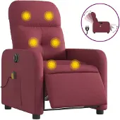 Syfax Massagesessel Elektrisch Weinrot Stoff