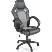 Tresko Racing Chefsessel Bürostuhl Drehstuhl Schalensitz Bürosessel Schreibtischstuhl schwarz/grau