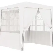 Syfax Profi-Partyzelt mit Seitenwänden 2×2m Weiß 90 g/m²