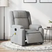 vidaXL Massagesessel Elektrisch Hellgrau Stoff , Klassische Sessel 2024 Neu