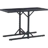 ZMH Gartentisch Schwarz 110×53×72 cm Glas und Poly Rattan