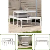 The Living Store Picknicktisch 110x134x75 cm Massivholz Kiefer