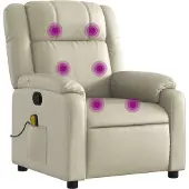 Syfax Massagesessel mit Relaxfunktion, Kunstleder, Creme