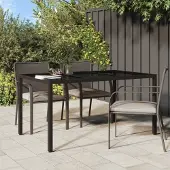 ZMH Gartentisch 150x90x75 cm Gehärtetes Glas Poly Rattan Braun