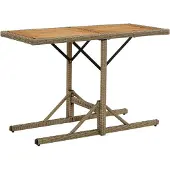 Syfax Gartentisch Beige Massivholz Akazie und Poly Rattan