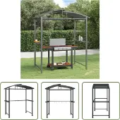 The Living Store Grillpavillon mit Seitenregalen Anthrazit 210x114x230 cm Stahl