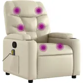 Syfax Massagesessel mit Relaxfunktion, Kunstleder, Creme