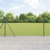 Syfax Zaun mit Pfosten Grau 1 x 10 m Stahl und PVC