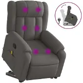Syfax Massagesessel mit Aufstehhilfe Dunkelgrau Stoff