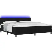 Syfax Boxspringbett mit Matratze mit LED Schwarz 200 x 200 cm Stoff