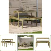The Living Store Picknicktisch 110x134x75 cm Imprägniertes Kiefernholz