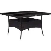 Syfax Garten-Esstisch Schwarz Poly Rattan und Glas