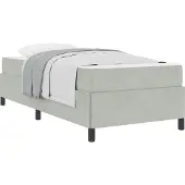 Syfax Bettrahmen mit Matratze Hellgrau 90 x 200 cm Stoff