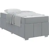 Syfax Bettrahmen mit Matratze Hellgrau 90 x 200 cm Stoff