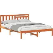 Syfax Bettrahmen Wachsbraun 140 x 200 cm Massives Kiefernholz